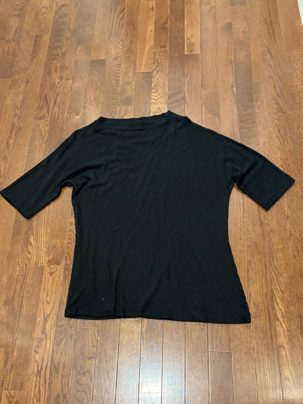 Talbots Black Short-Sleeve Knit Top